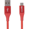 Kabel USB 2.0 - Micro USB, oplot pleciony czerwony 0,3m