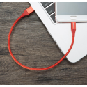 Kabel USB 2.0 - Micro USB, oplot pleciony czerwony 0,3m