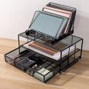 Duży przybornik ORGANIZER NA BIURKO pojemny METALOWY z siatki 7 KOMÓR  SZUFLADKA