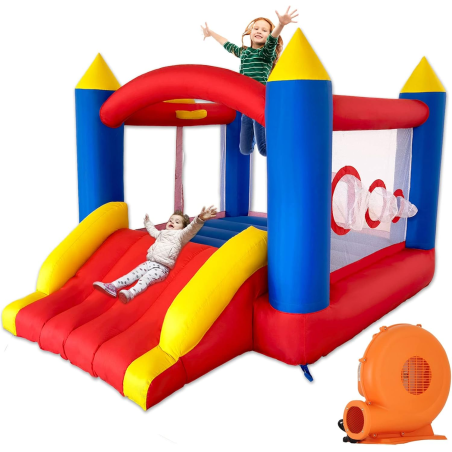 Dmuchany zamek Ballsea dla dzieci –trampolina, zjeżdżalnia, koszykówka, dmuchawa