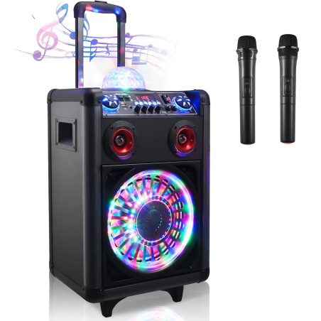 HIUYRFS przenośny głośnik karaoke Bluetooth 100W, 2 mikrofony bezprzewodowe