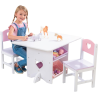 KidKraft 26913 stół z krzesełkami drewniany, biały różowy fioletowy