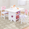 KidKraft 26913 stół z krzesełkami drewniany, biały różowy fioletowy