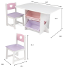 KidKraft 26913 stół z krzesełkami drewniany, biały różowy fioletowy