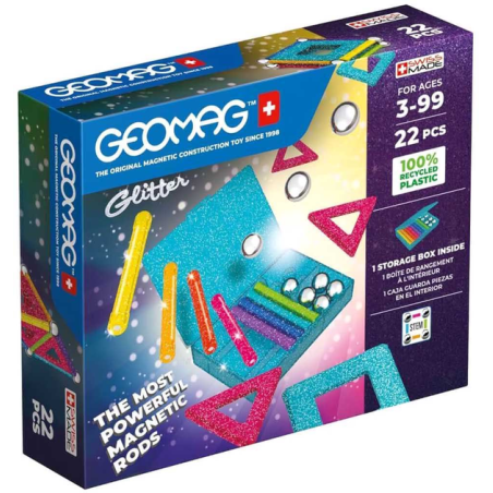 Geomag Glitter Recycled 22 el. | Klocki magnetyczne 3+