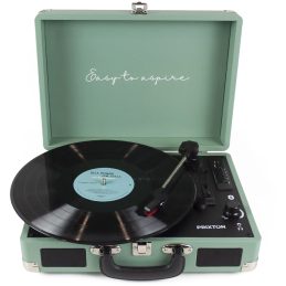 Gramofon PRIXTON VC400 walizka, Bluetooth, Radio, USB, MicroSD, Zielony Miętowy