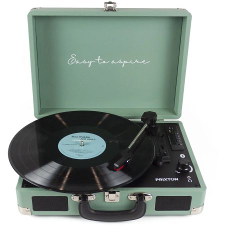 Gramofon PRIXTON VC400 walizka, Bluetooth, Radio, USB, MicroSD, Zielony Miętowy