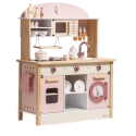 ROBUD Drewniana Kuchnia Dziecięca – Duży Zestaw w Kolorze Różowym