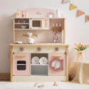 ROBUD Drewniana Kuchnia Dziecięca – Duży Zestaw w Kolorze Różowym