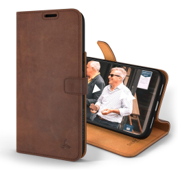 Snakehive skórzane etui portfelowe do iPhone 14 Pro Max – brązowe