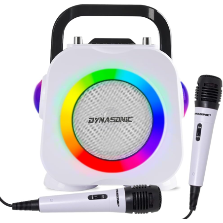Zestaw KARAOKE Dynasonic DK-201, 2 mikrofony BLUETOOTH USB SD RADIO FM