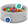 KiddyMoon Suchy basen okrągły jasnoszary z kolorowymi piłeczkami